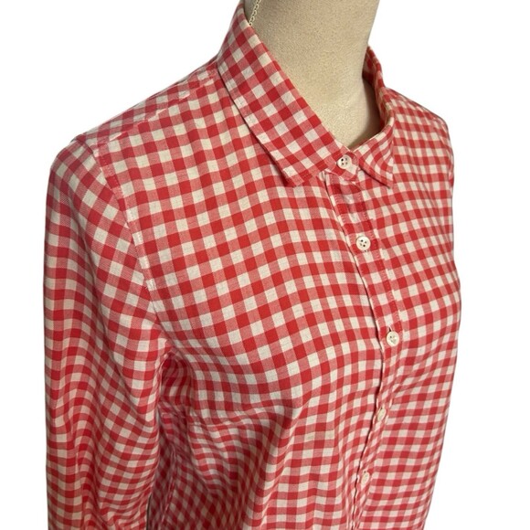 J Crew  Women's Perfect Pink White Check Button Down Long Sleeve Shirt Sz S - Picture 3 of 6